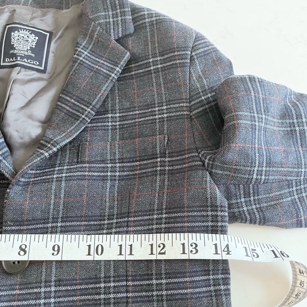 Dal Lago club boys gray plaid virgin wool blazer sports jacket size 10 - Picture 4 of 10